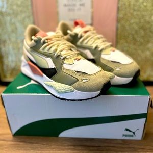 Olive & Pink Puma Sneakers